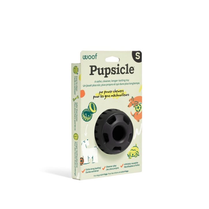 Woof Pet- Pupsicle power noir, jouet a remplissage, format: Petit