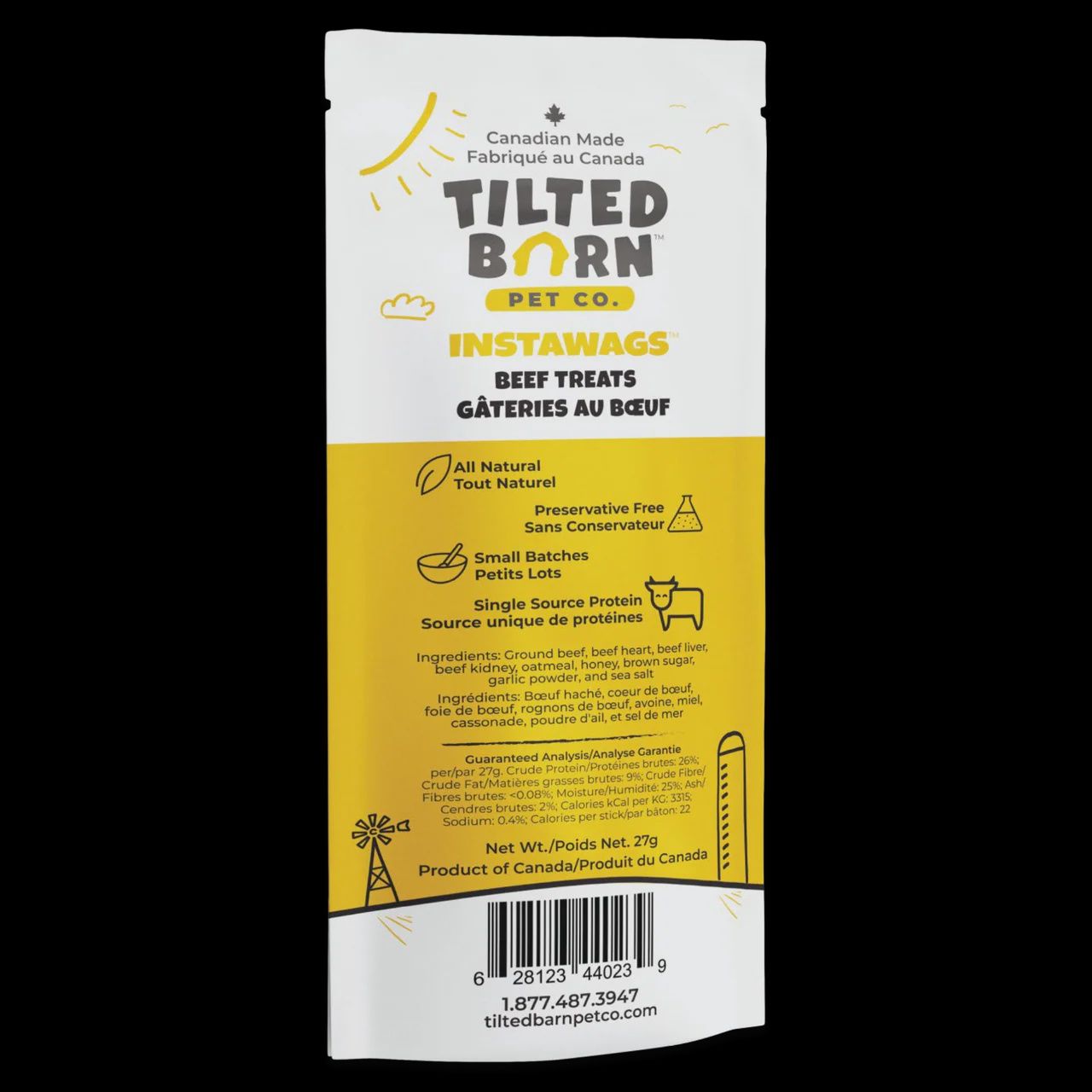 Tilted Barn - Instawags - bâtonnets de gâterie - 27g, saveur: Boeuf