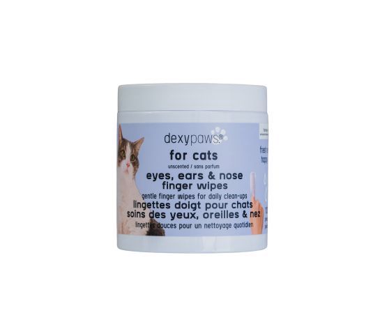 Dexypaws Lingettes doigt pour le soins des yeux, oreilles &amp; nez, sans parfum, 100 unitées par pot