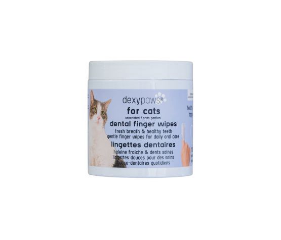 Dexypaws Lingettes doigt pour les soins dentaire, sans parfum, 100 unitées par pot