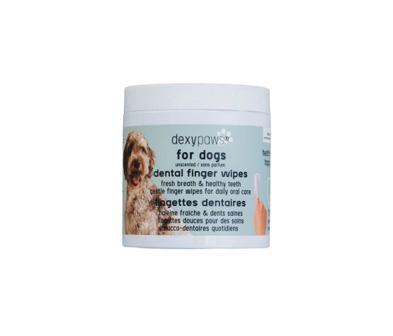 Dexypaws Lingettes doigt pour les soins dentaire, sans parfum, 100 unitées par pot