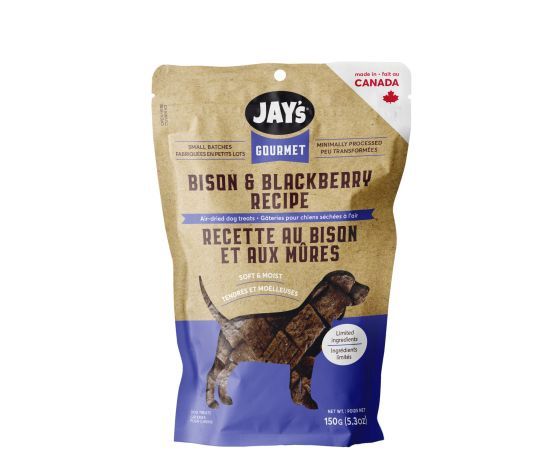 Jay's Gourmet- Gâteries Pour Chien ,Bison Et Mûres, format: 150 gr