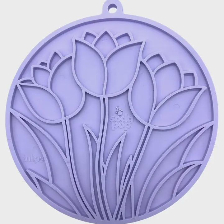 SodaPup -Tapis à lécher enrichissant eMat à motif tulipe avec ventouses