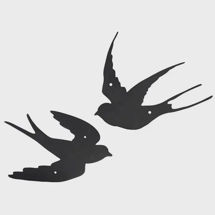 Esschert Design- Décoration murale en forme d'oiseau, fonte, noir antique paquet de 2