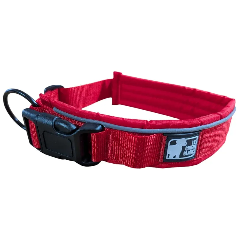 Le chien blanc - Collier rembourré à clip, couleur: rouge, taille: Petit