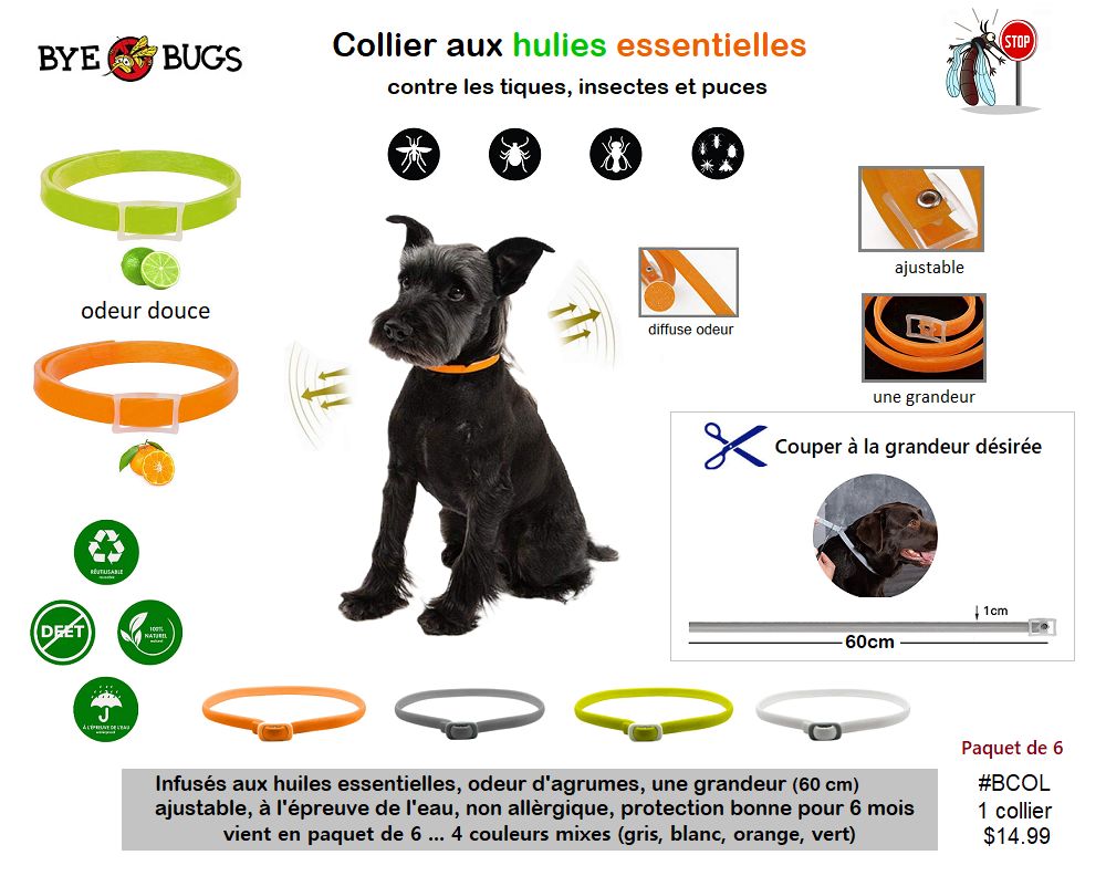 Bye Bugs- Collier aux huiles essentielles ajustable, couleur assorties