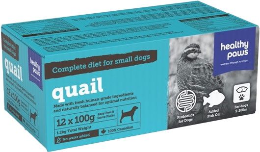 Healthy Paws - Caille pour petit chien complet 12x100gr