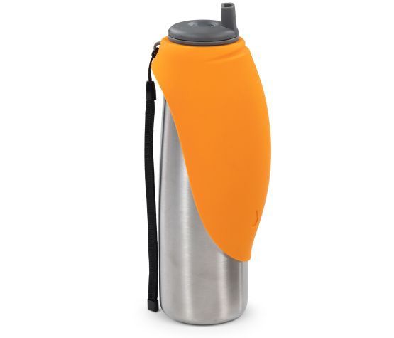 Messy Mutts - bouteille et bol d'eau de voyage en acier inoxidable, Double Paroi, couleur: Orange