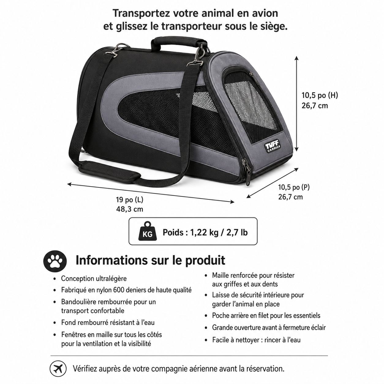 Tuff - Transporteur souple pour chien et chat