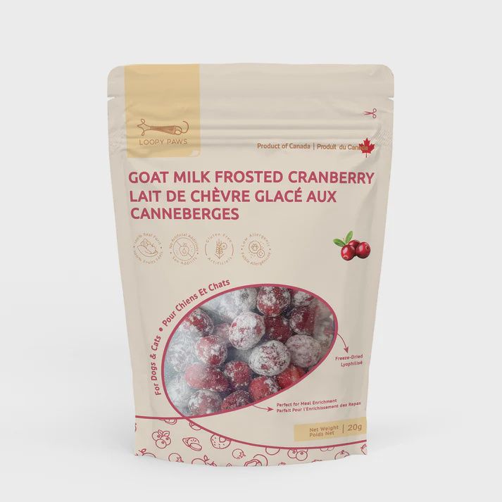 Loopy Paws - Canneberges givrés au lait de chèvre - 30g