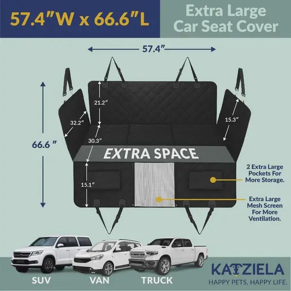 Katziela - Couvre siège pour la voiture, Extra-Grand, Base Rigide