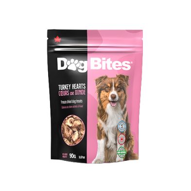 Dog Bites- Coeur de dinde, gâterie Lyophilisé pour chien, format: 90 gr
