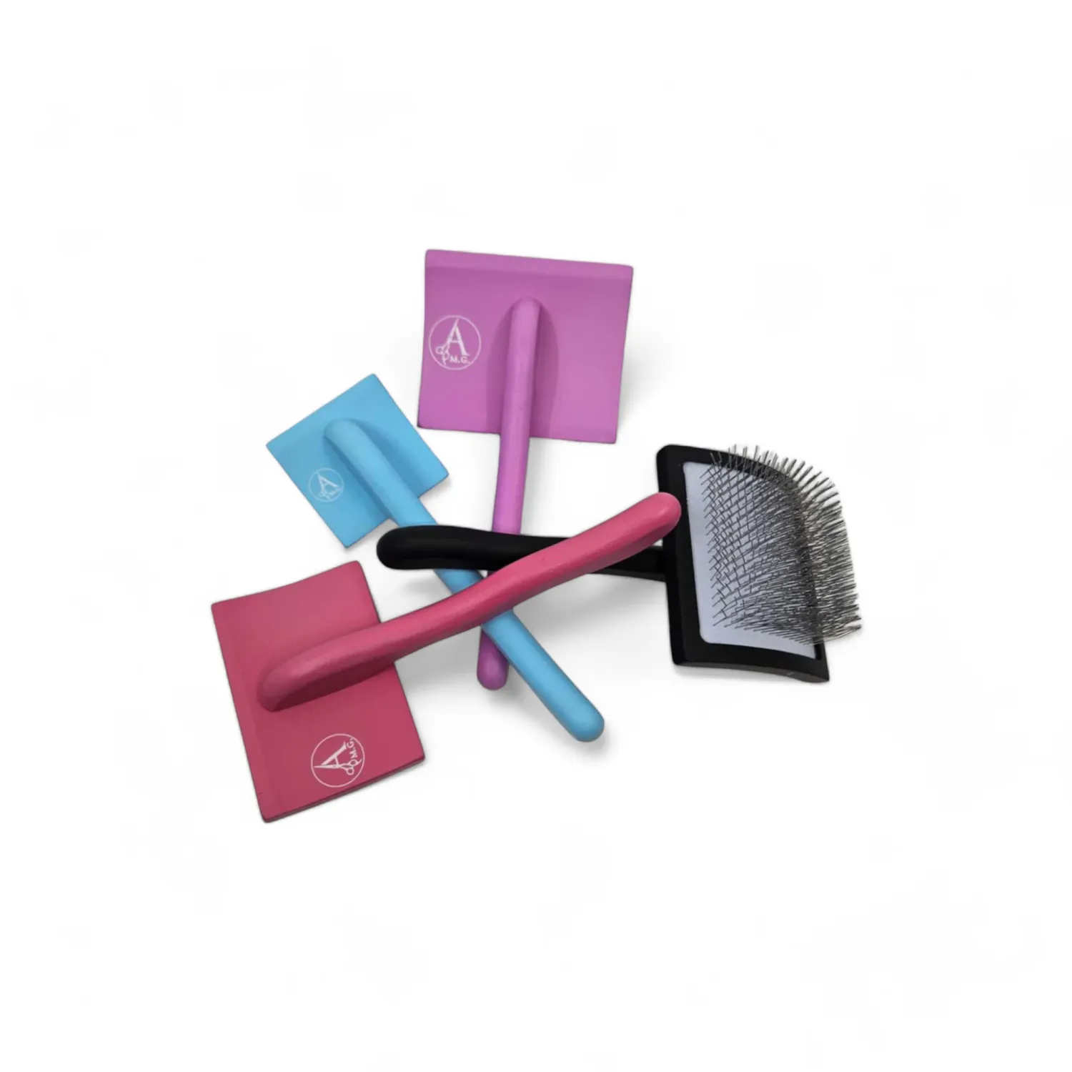 AMG- Brosse étrille a dent longe, couleur: Magenta, format: Petite