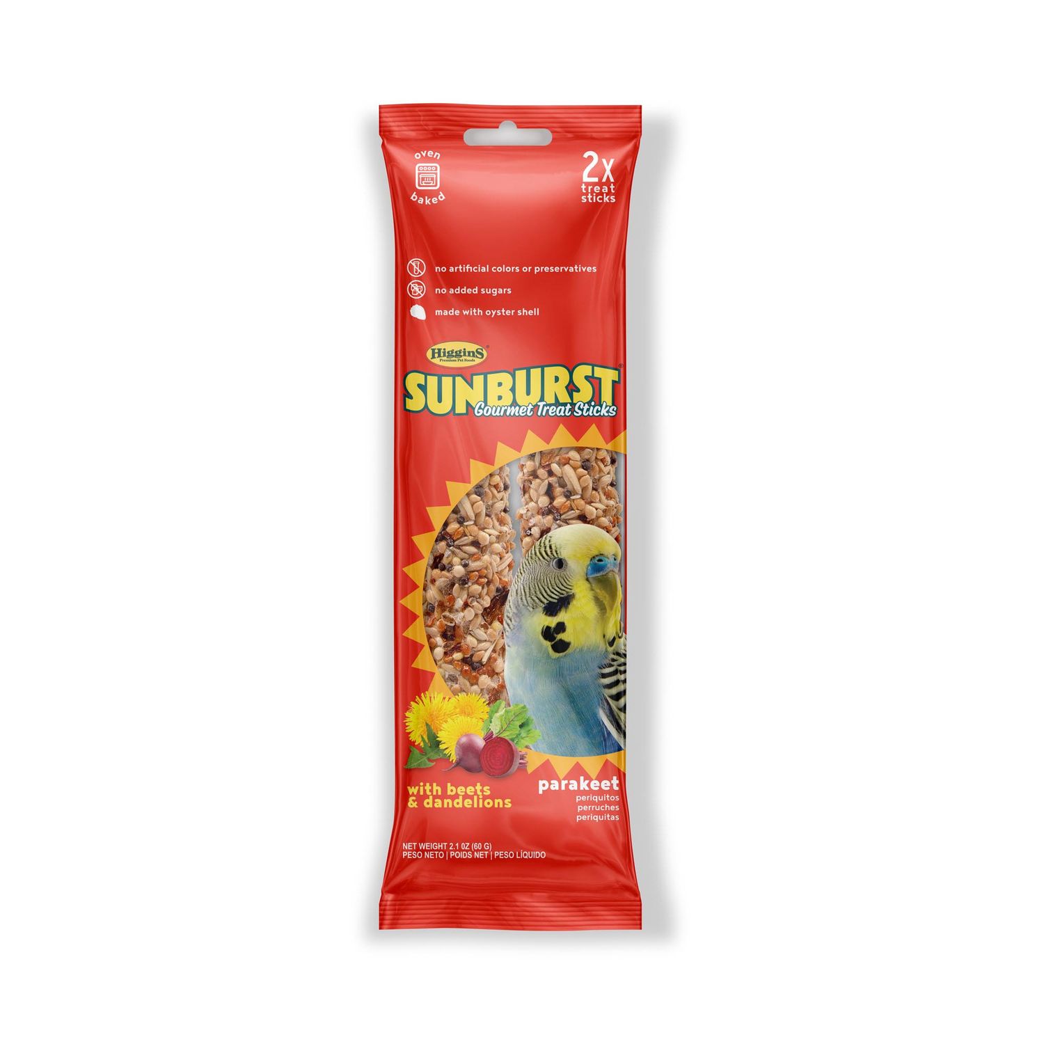 Sunburst - Bâtonnet de gâterie pour oiseau, Perruche, saveur: Betterave &amp; Pissenlit