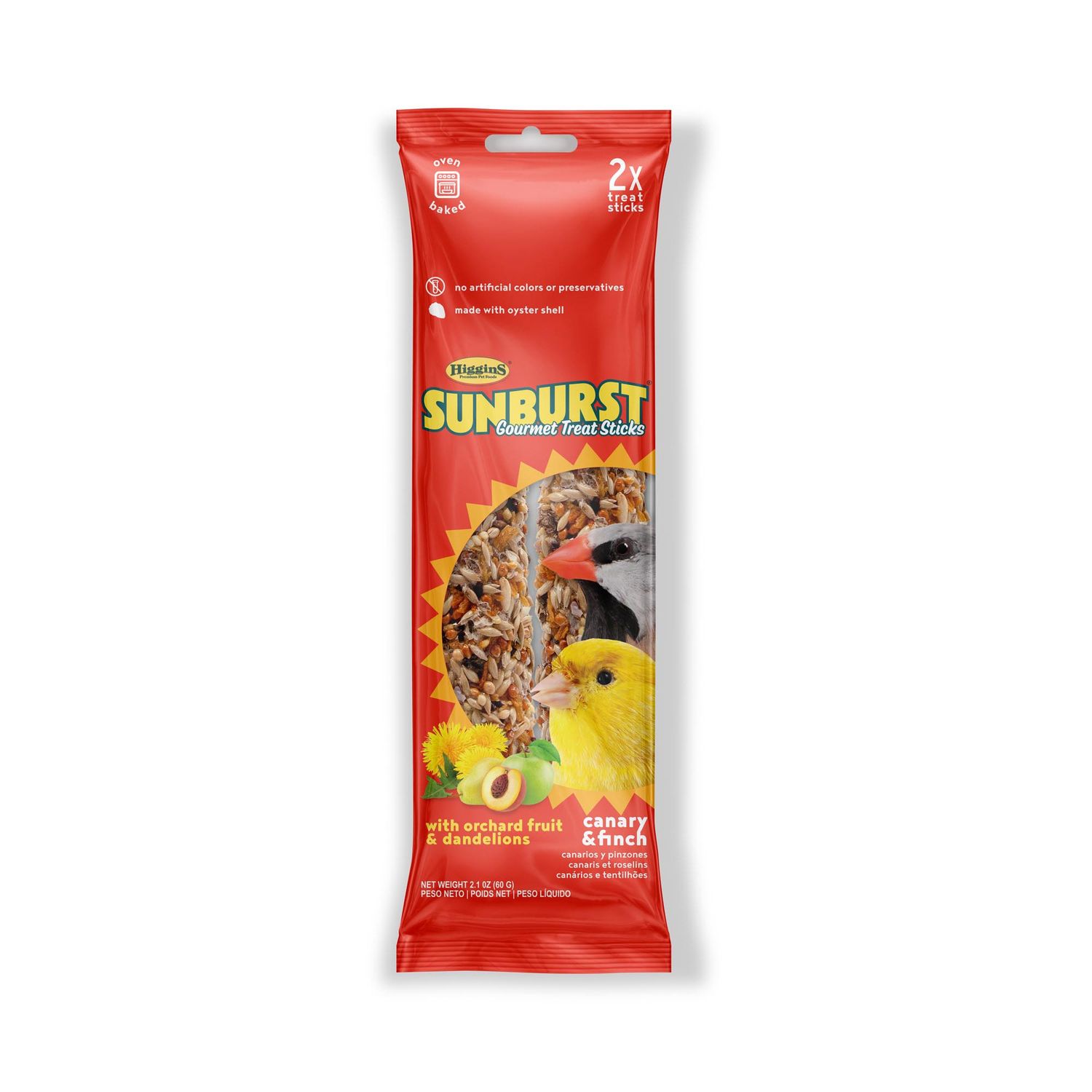 Sunburst - Bâtonnet de gâterie pour oiseau, Canari et Pinson, Fruit &amp; Pissenlit, saveur: Fruit &amp; Pissenlit