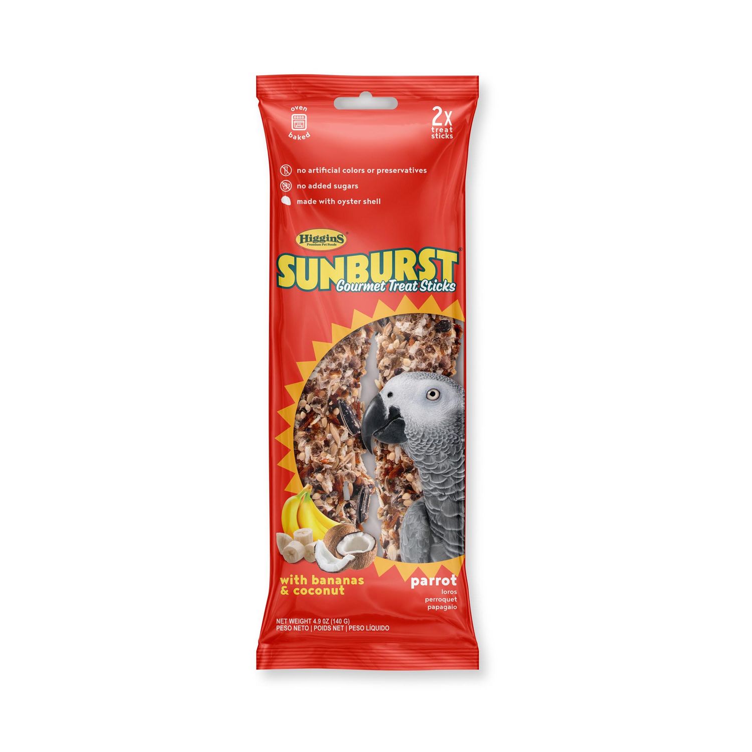 Sunburst - Bâtonnet de gâterie pour oiseau, Perroquet, Banane et Noix de Coco