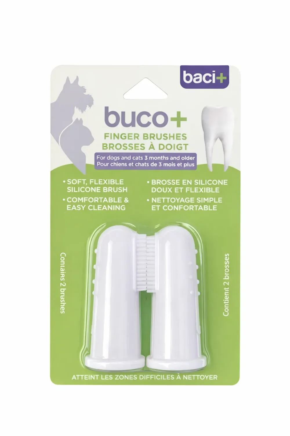 Baci+ -Brosse a dent doight, paquet de deux