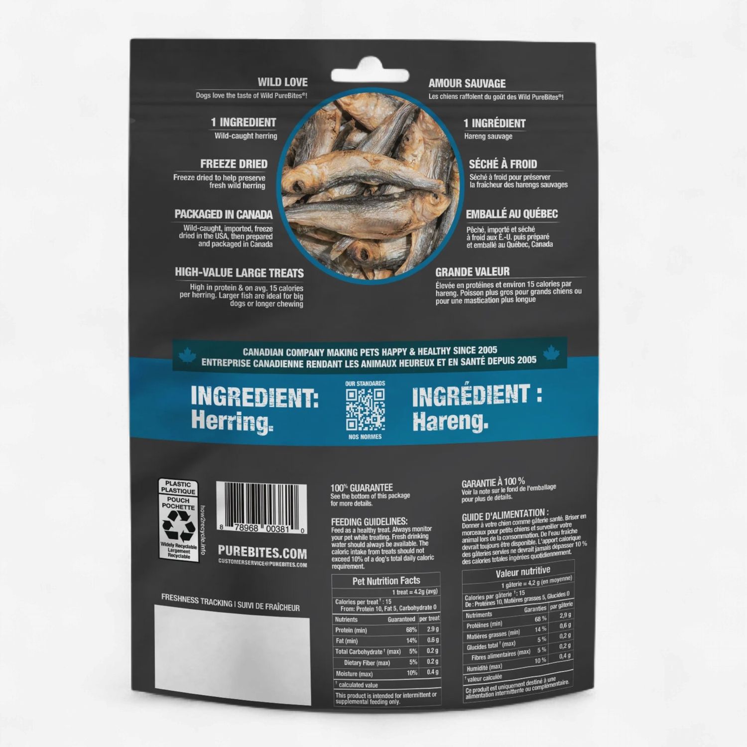 Pure Bites- Gâterie pour chien au hareng lyophilisé