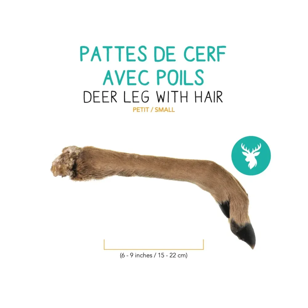Paw Paw- Pattes de cerf déshydratée avec poils, unitée, format: Petit