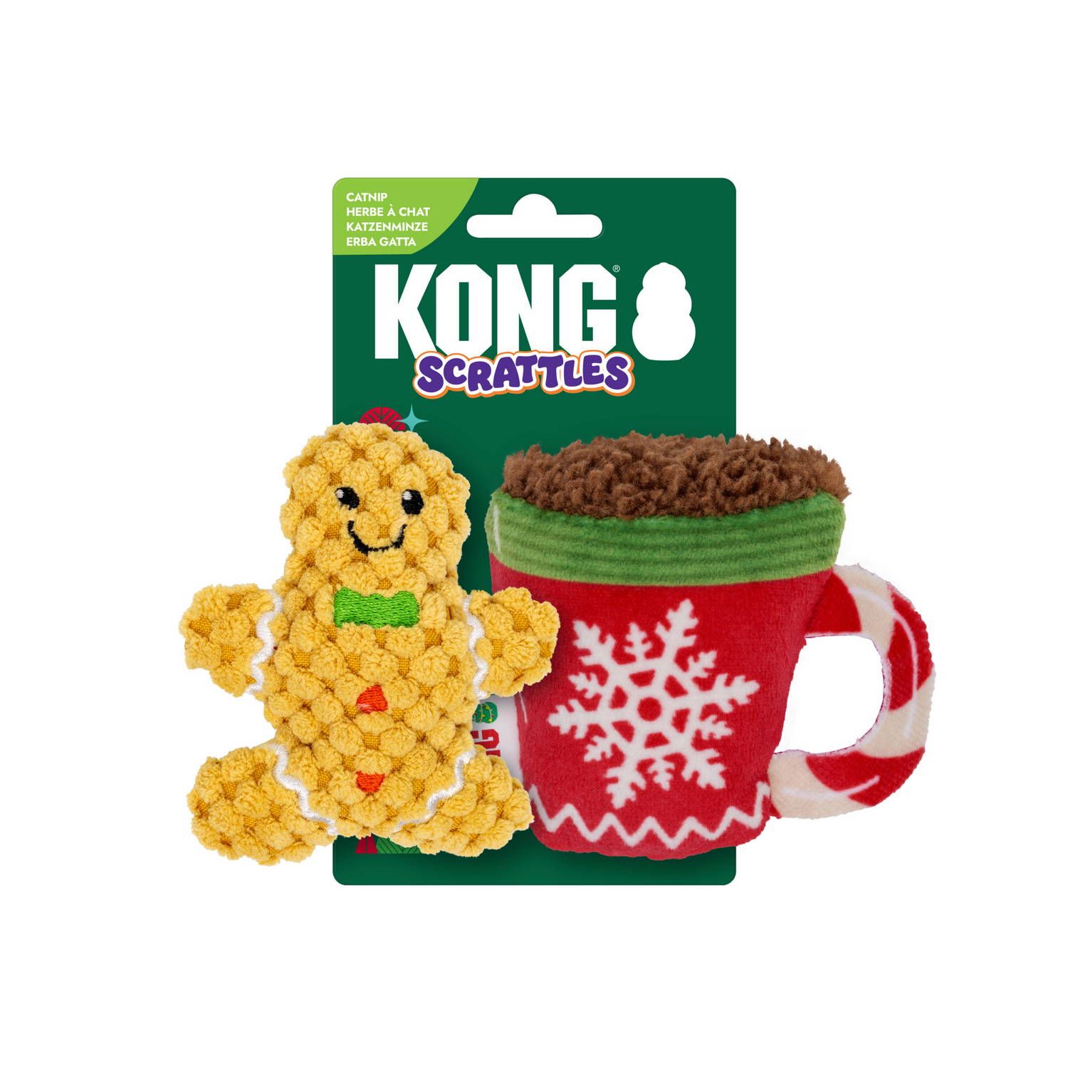 Kong - Scrattles, Tasse &amp; Bonhomme en pain d'épice, Jouet pour chat