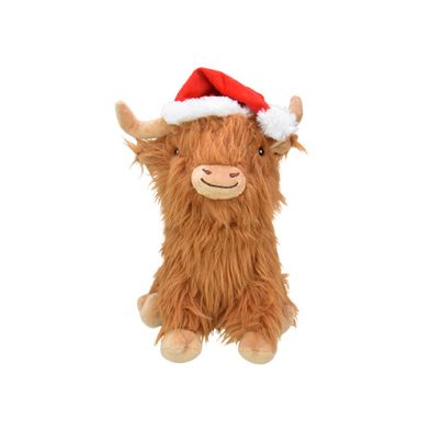 Multipet - Jouet de Noel, Highland Cow avec chapeau de Noel, 8 pouces