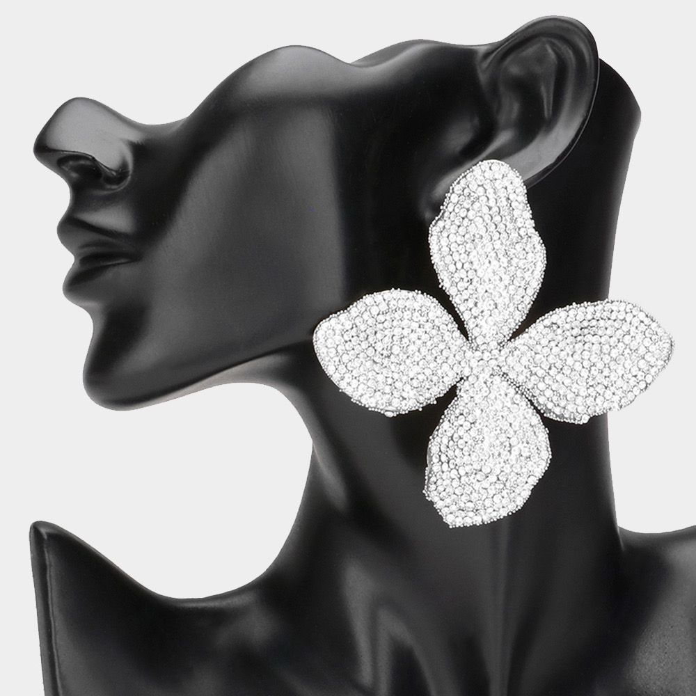 Silver Oversized Flower Earrings
