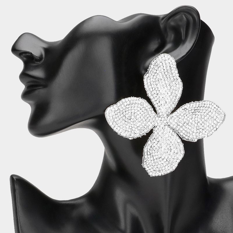 Silver Oversized Flower Earrings