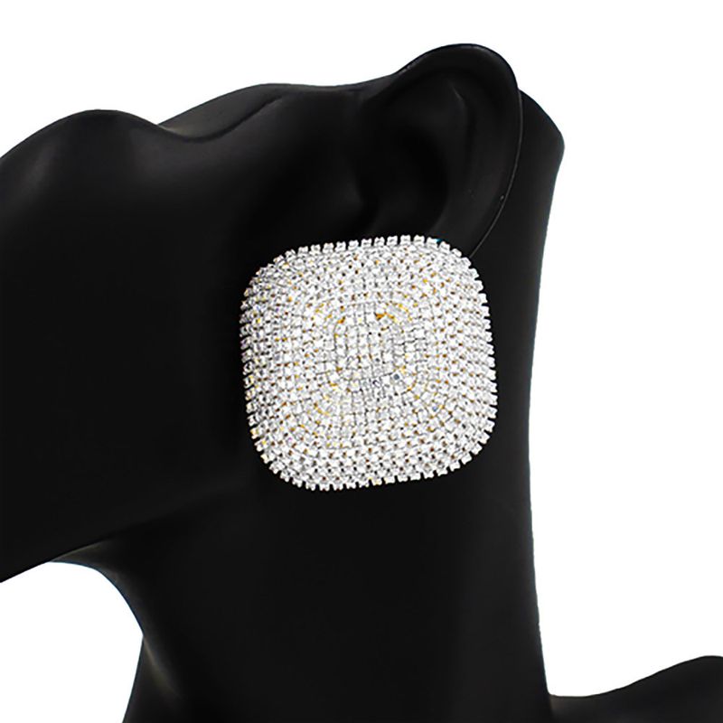 Silver Rhinestone Stud Earrings