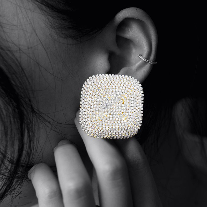 Silver Rhinestone Stud Earrings