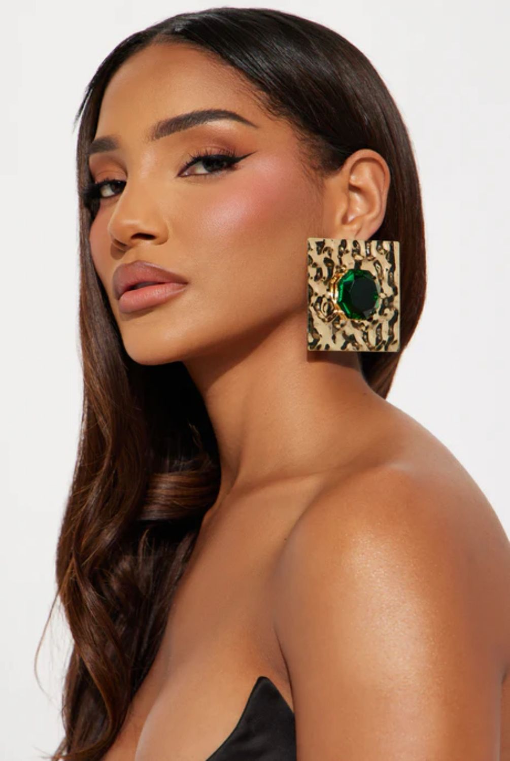 Oversized Gold/Emerald Earrings