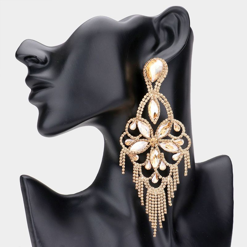 Marquise Stone Chandelier Evening Earrings