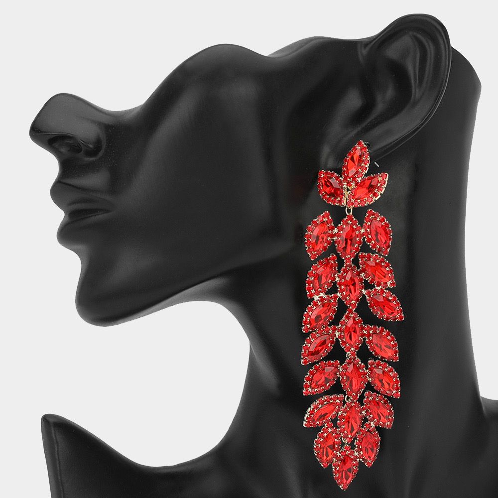 Marquise Stone Chandelier Dangle Evening Earrings