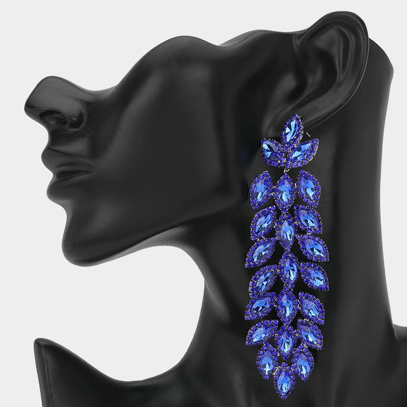 Marquise Stone Chandelier Dangle Evening Earrings