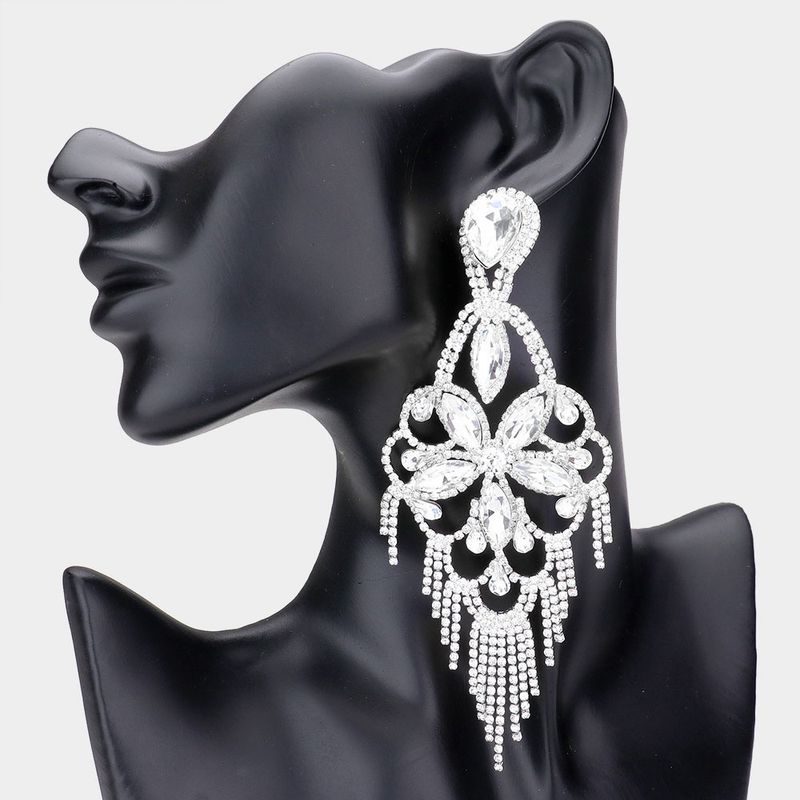 Marquise Stone Chandelier Evening Earrings