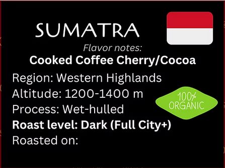 Sumatra Organic, Women-GARMINDO, Ateng, Bor Bor, Catimor and Timor; Wet-hulled