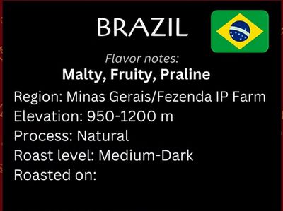 Brazil Minas Gerias, Fazenda IP; Yellow Bourbon; Natural