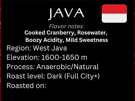 Java Riunggunung Estate, West Java; Andungasari, Bor Bor, Katrika, Ateng; Anaerobic, Natural