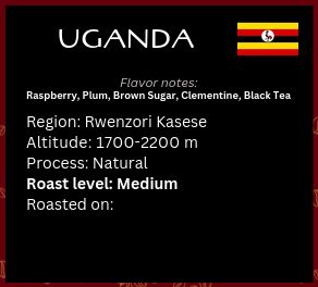 Uganda Rwenzori Kasese, SL-14, SL-28; Natural Uganda Rwenzori Kasese, SL-14, SL-28; Natural