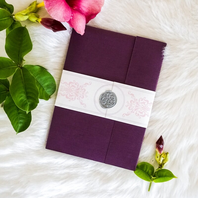 Purple Wedding Invitation Set of 10