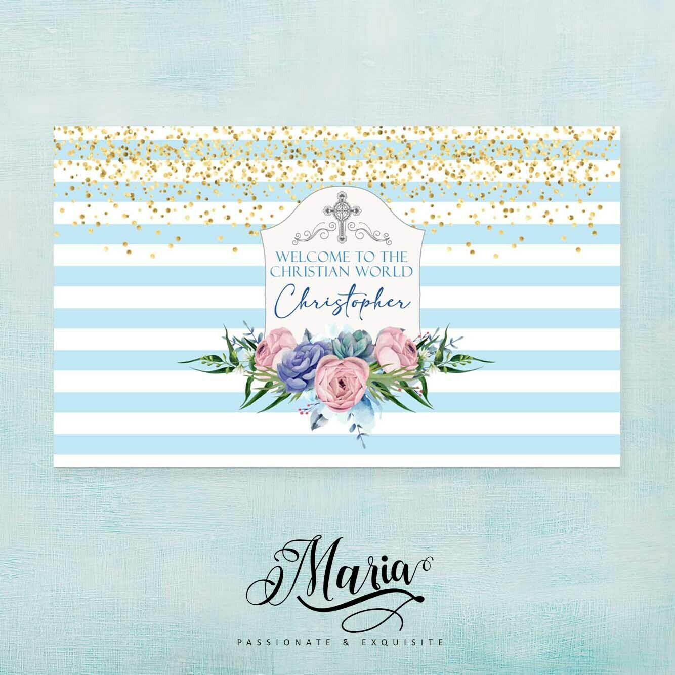 Sky Blue Baptismal Banner