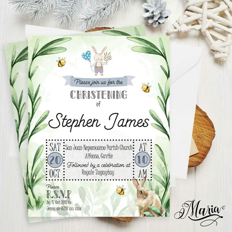 Tropical Baptismal Invitation Card Set of 14