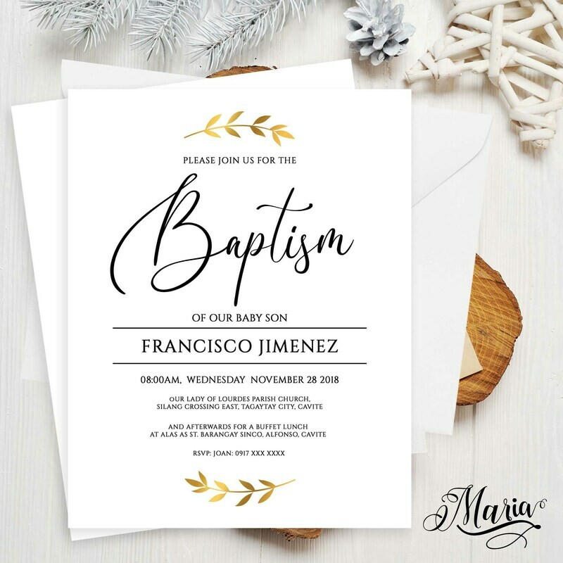 Minimalist Baptismal Invitation Set of 14