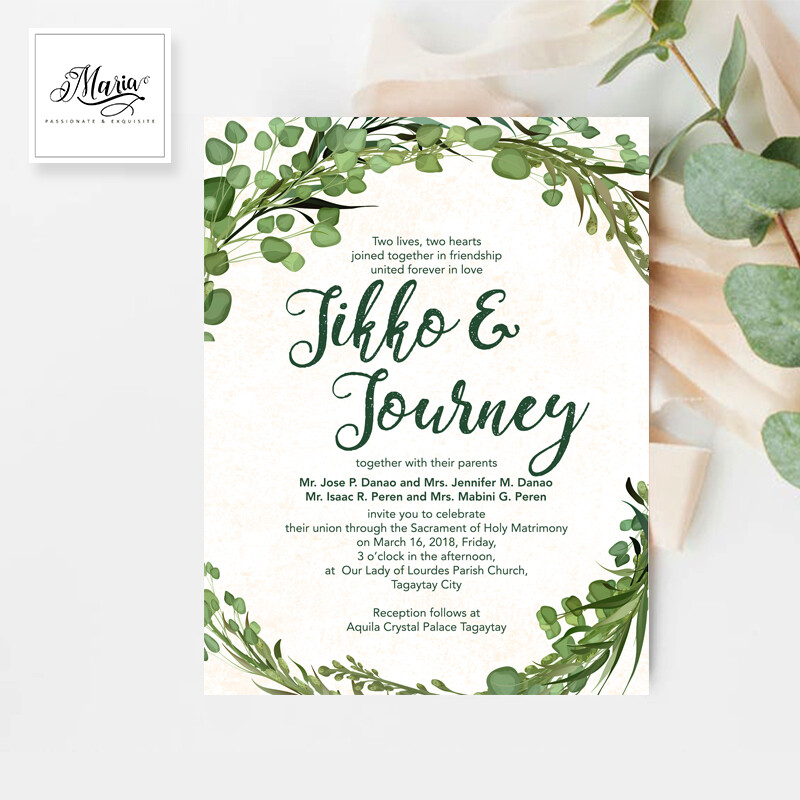 Greenery Wedding Invitation Set of 10