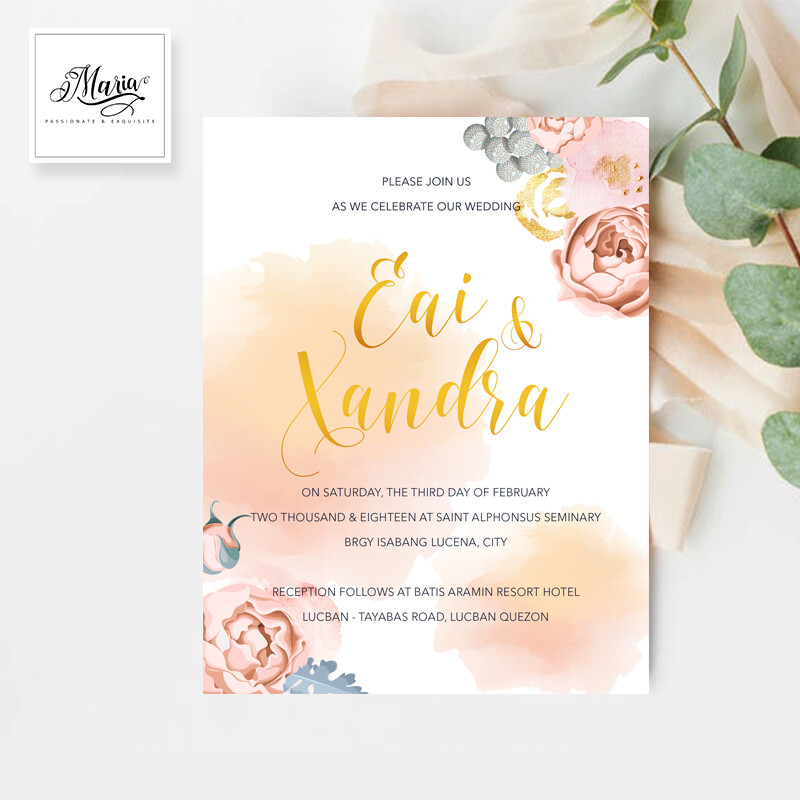 Navy Blue Wedding Invitation Set of 10