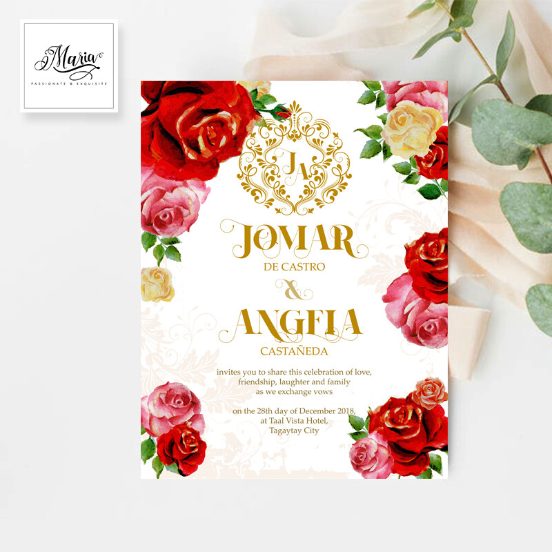 Ornamental Wedding Invitation Set of 10