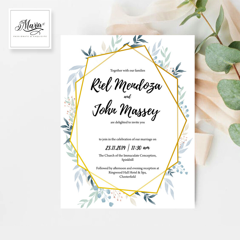 Tropical Greenery Wedding Invitation Set of 10