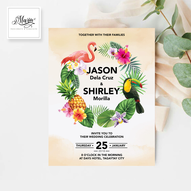 Tropical Flamingo Wedding Invitation Set of 10