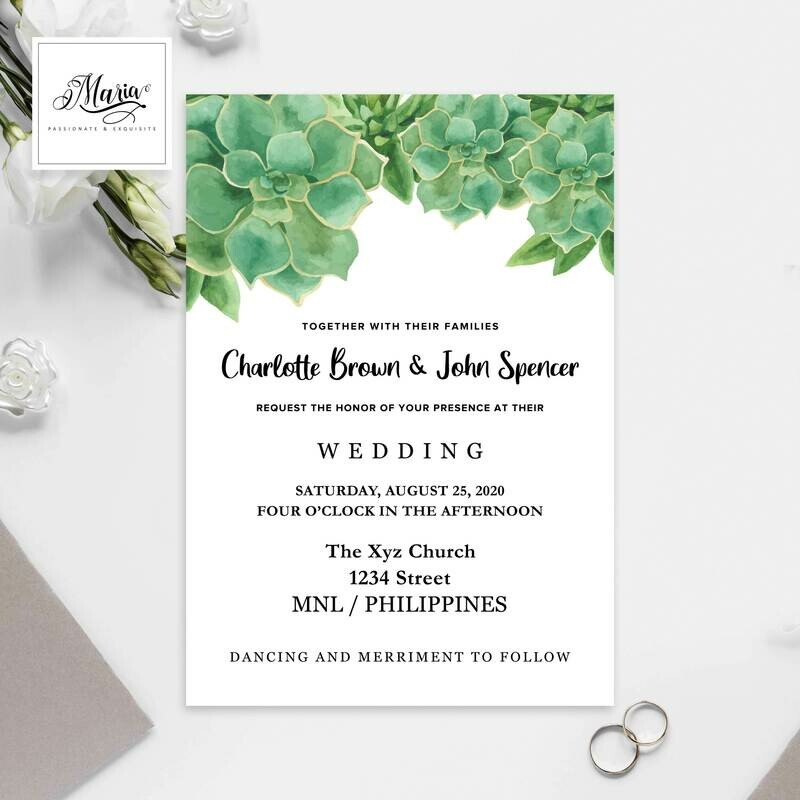 Succulent-s Wedding Invitation Set of 10