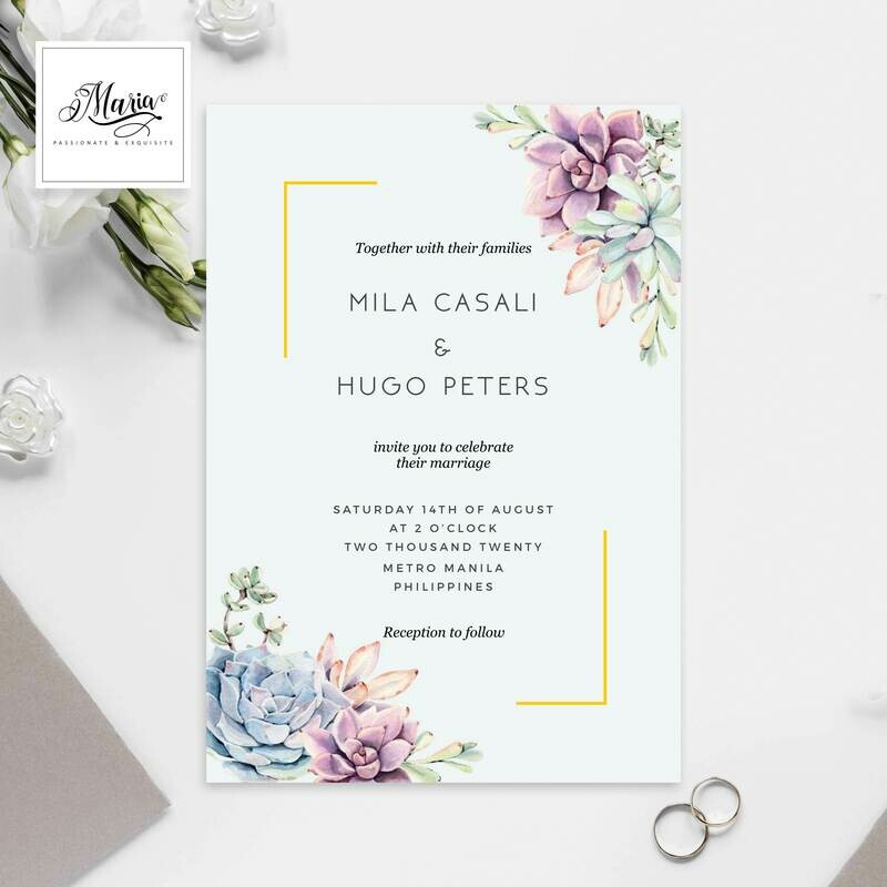 Succulents Wedding Invitation Set of 10