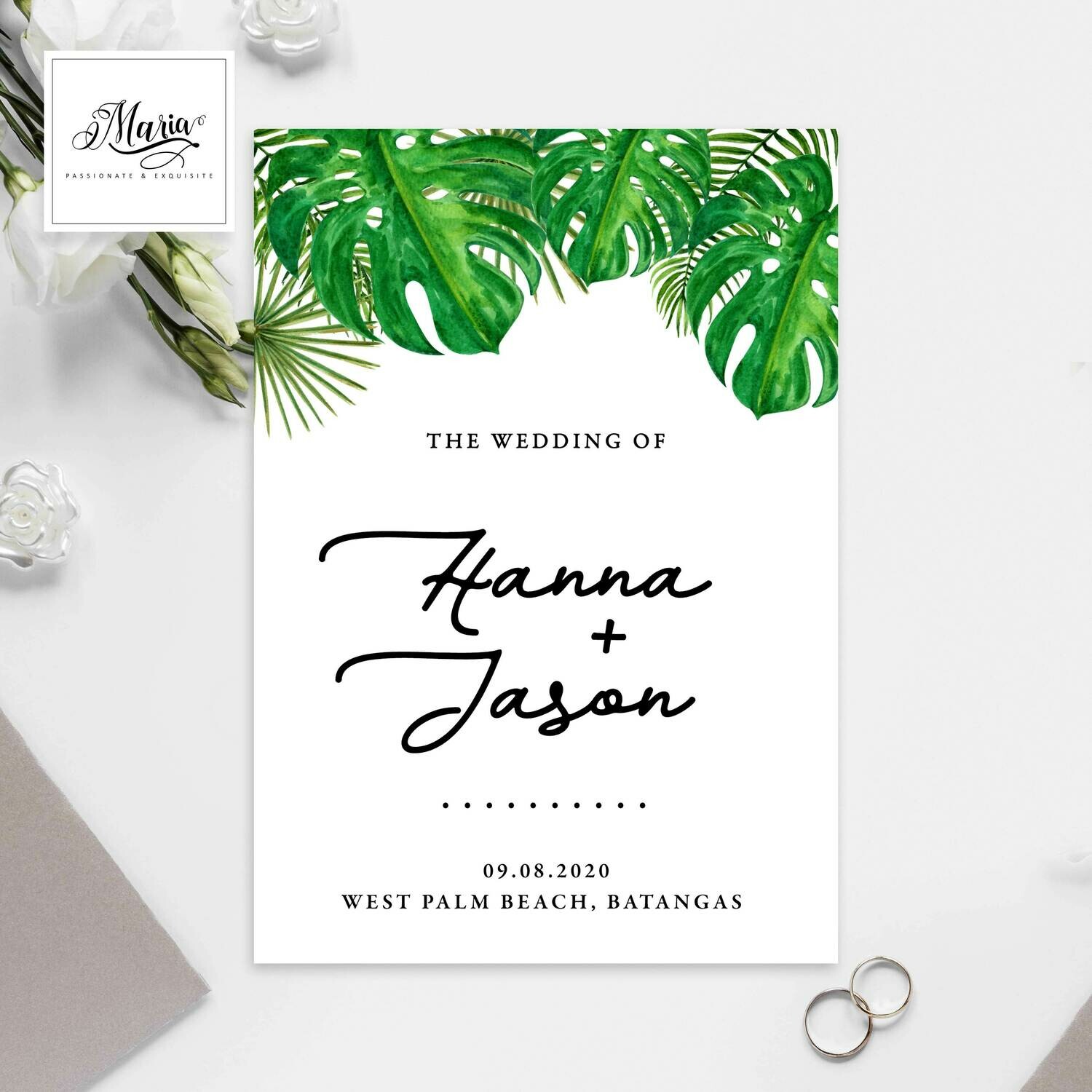 Tropical Wedding Invitation Set of 10
